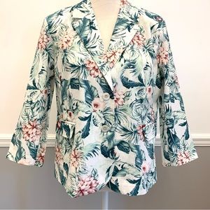 Laurie Felt Los Angeles Annabella Linen Tropical Floral Jacket Sz 10